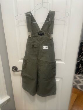 Xhilaration Olive Green Utility Short Overalls